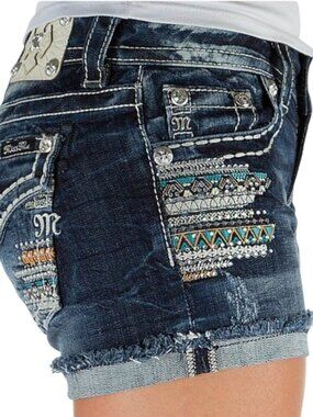 Miss me Embellished shorts! FLAP Back pockets tag 28